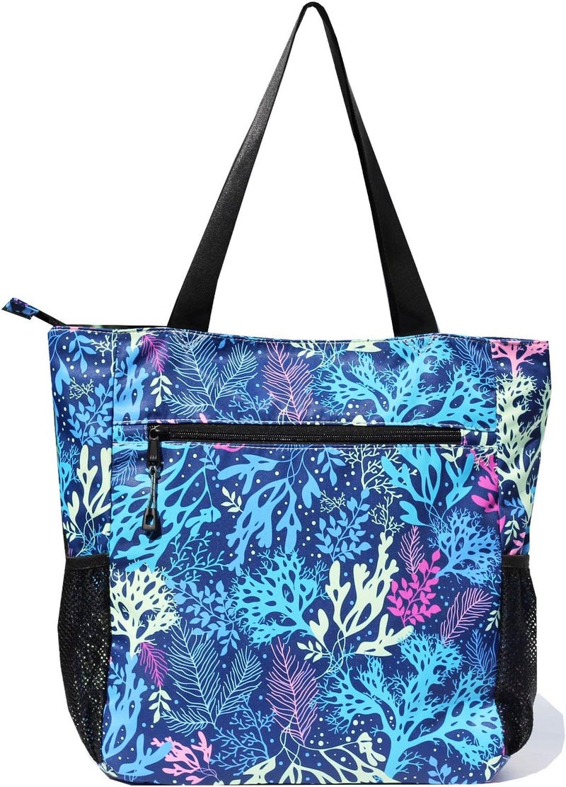 ESVAN Original Floral Water Resistant Large Tote Bag Shoulder Bag for Gym Beach Travel Daily Bags Upgraded - Image 4